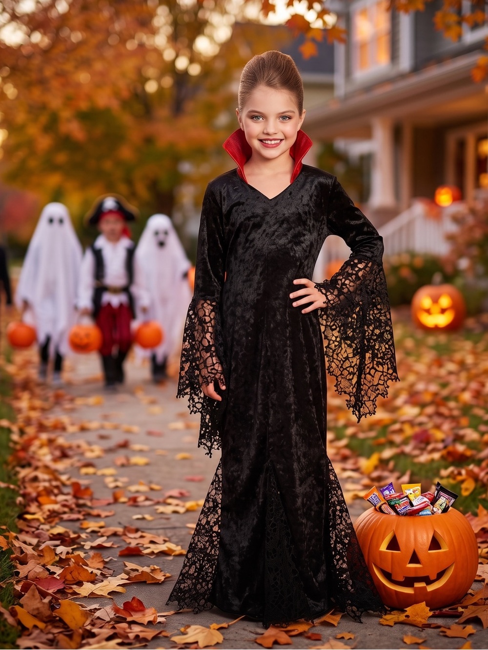 SPIRIT HALLOWEEN Girl's Velvet Vampire Costume Dress